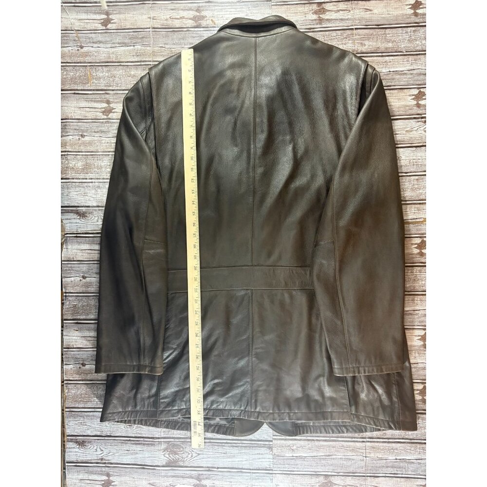 Brooks Brothers Heavy 3/4 lenght Leather Sport Coat Jacket Sz 2XL color Brown - Picture 8 of 11